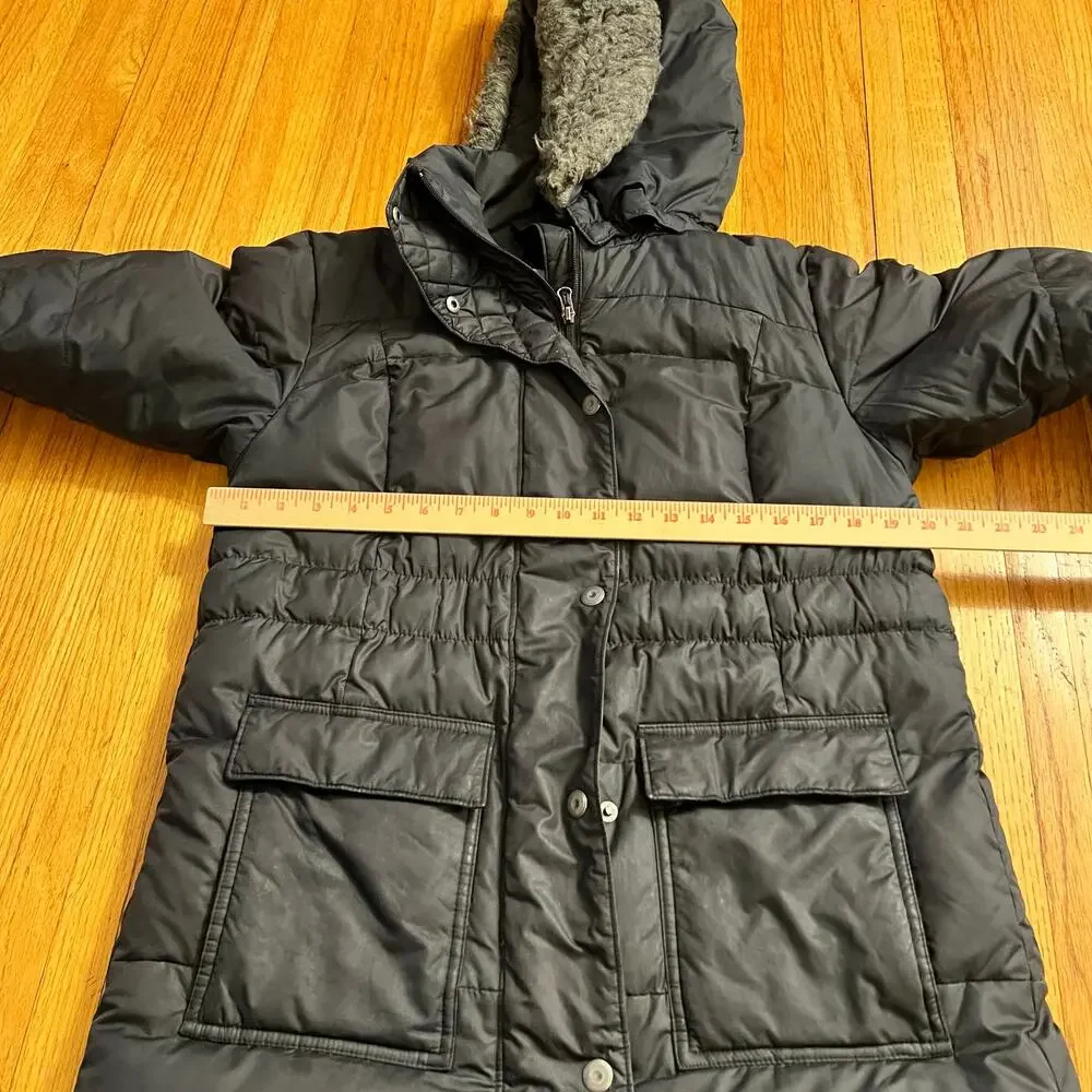 Columbia Puffer Jacket Womens Medium Black Hooded Long Down Coat **